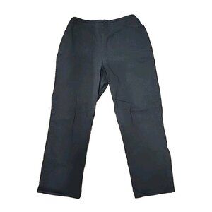 Denim & Co. Pants Black Woven Back Elastic Waist Pockets Straight Leg Women's PL